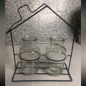 Metal farmhouse Savannah glass jars Set of 2in Black